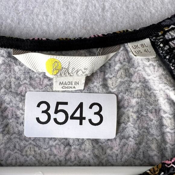 Boden Dress 4L Floral Embroidered Long Sleeve Tie Back Midi Flowy Smocked Cuffs - Picture 12 of 12